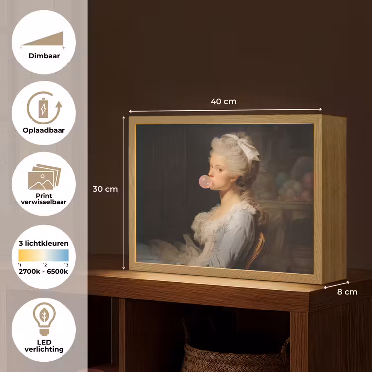 Lightbox - Wandlamp - Vrouw - Barokjurk - Kauwgom — 10