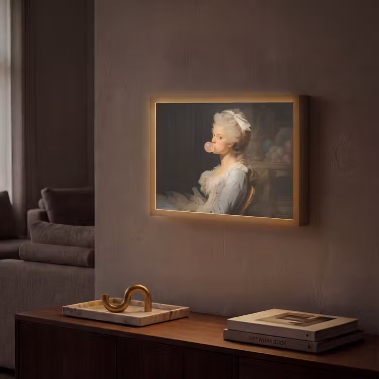 Lightbox - Wandlamp - Vrouw - Barokjurk - Kauwgom — 2