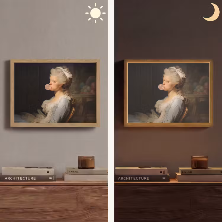 Lightbox - Wandlamp - Vrouw - Barokjurk - Kauwgom — 6