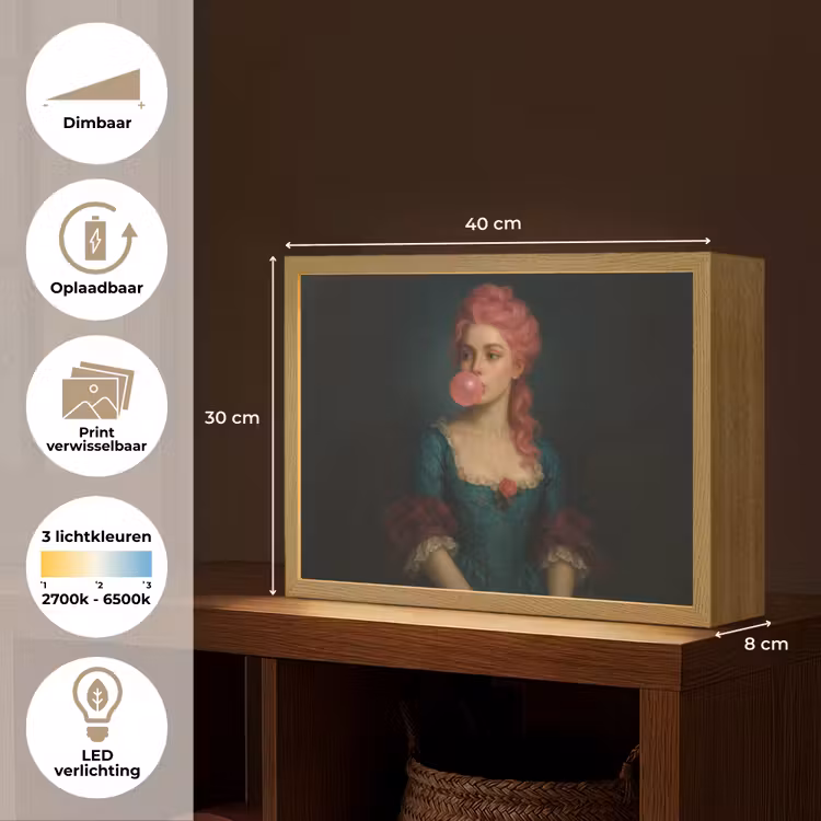 Lightbox - Wandlamp - Vrouw - Portret - Kauwgombel — 10