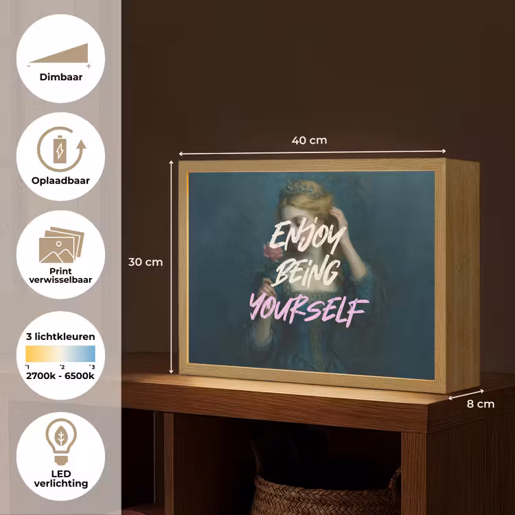 Lightbox - Wandlamp - Vrouw - Roos - Quote — 10