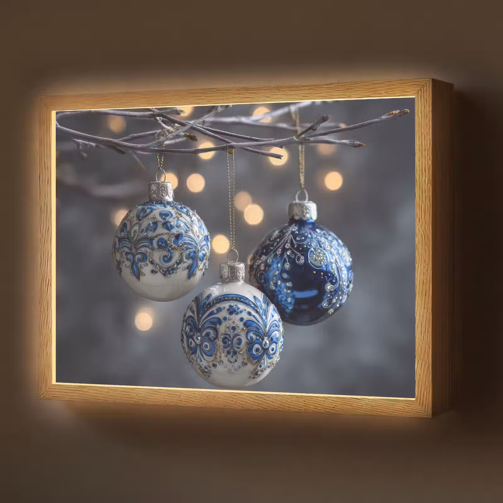Lightbox - Wandlamp - Kerstbal - Versierd - Blauw — 1