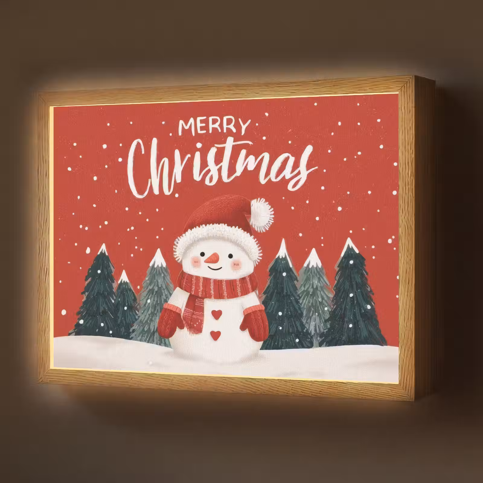 Lightbox - Wandlamp - Kerstgroet - Sneeuw - Rood — 1