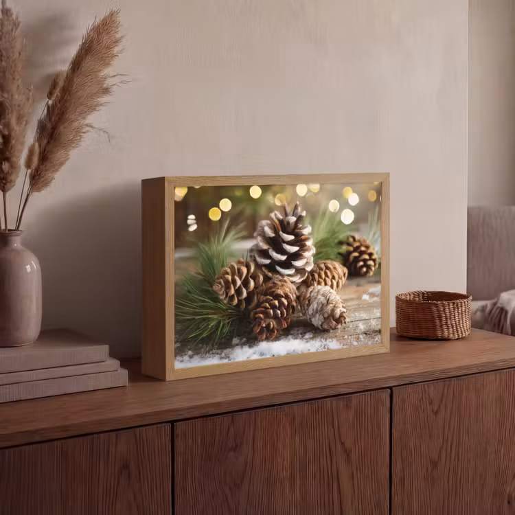 Lightbox - Wandlamp - Dennenappels - Kerstsfeer - Bruin - Groen — 4