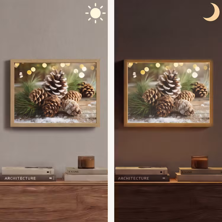 Lightbox - Wandlamp - Dennenappels - Kerstsfeer - Bruin - Groen — 6