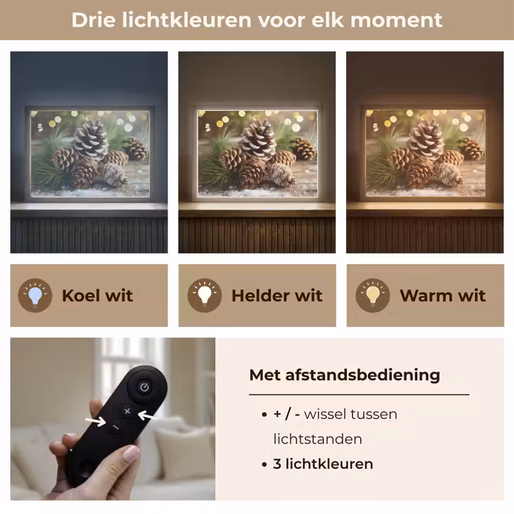 Lightbox - Wandlamp - Dennenappels - Kerstsfeer - Bruin - Groen — 8
