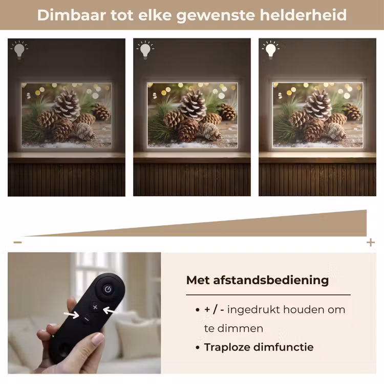 Lightbox - Wandlamp - Dennenappels - Kerstsfeer - Bruin - Groen — 9