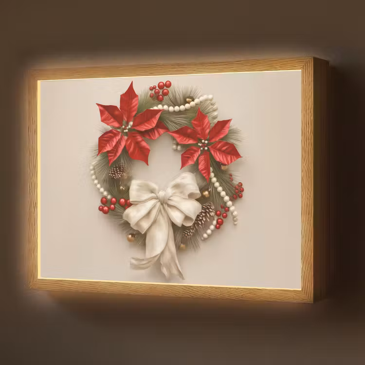 Lightbox - Wandlamp - Deurkrans - Strik - Kerst - Rood - Groen — 1