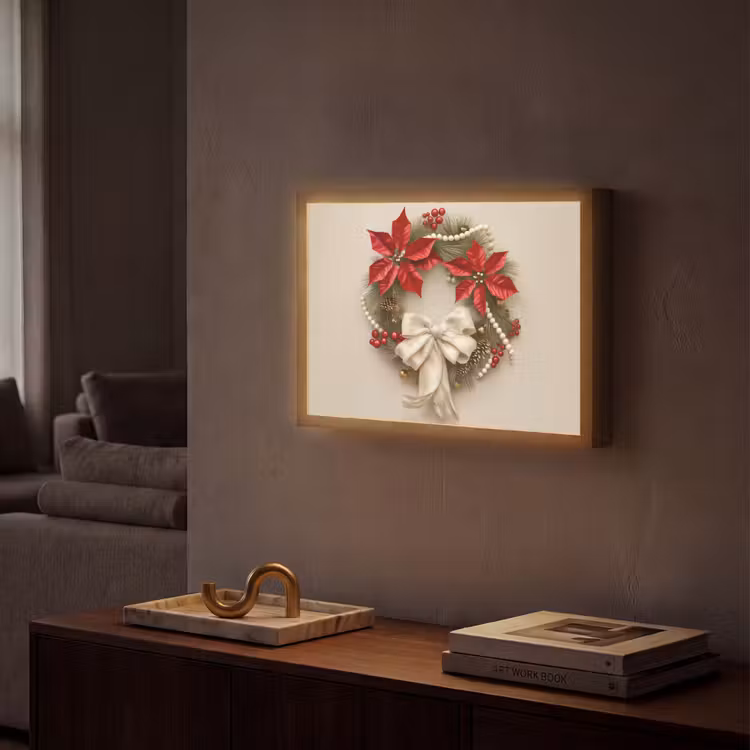 Lightbox - Wandlamp - Deurkrans - Strik - Kerst - Rood - Groen — 2