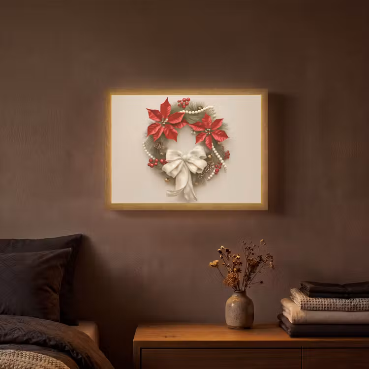 Lightbox - Wandlamp - Deurkrans - Strik - Kerst - Rood - Groen — 3
