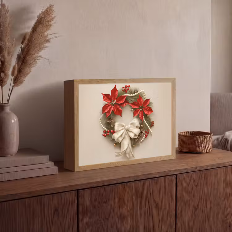 Lightbox - Wandlamp - Deurkrans - Strik - Kerst - Rood - Groen — 4