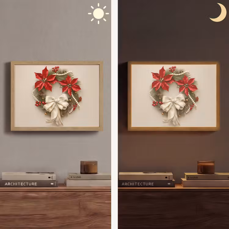 Lightbox - Wandlamp - Deurkrans - Strik - Kerst - Rood - Groen — 6