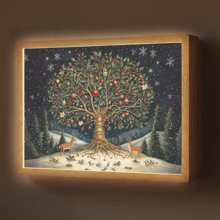 Lightbox - Wandlamp - Feestboom - Winterhemel - Kleurrijk — 1
