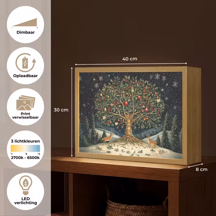 Lightbox - Wandlamp - Feestboom - Winterhemel - Kleurrijk — 10