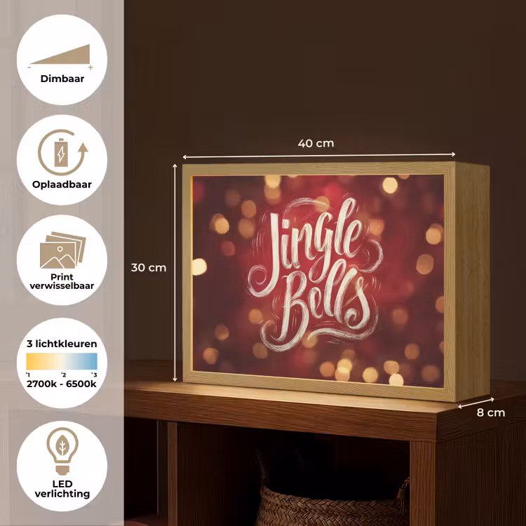 Lightbox - Wandlamp - Jingle - Bells - Kerst - Rood — 10