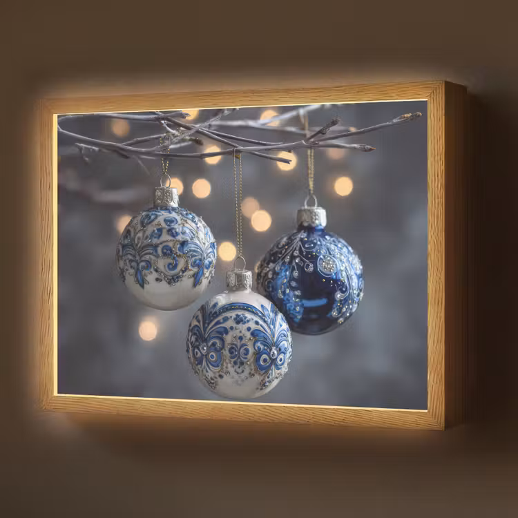Lightbox - Wandlamp - Kerstbal - Versierd - Blauw — 1