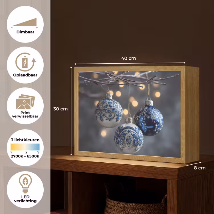 Lightbox - Wandlamp - Kerstbal - Versierd - Blauw — 10