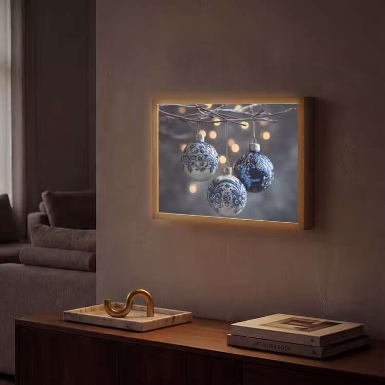 Lightbox - Wandlamp - Kerstbal - Versierd - Blauw — 2