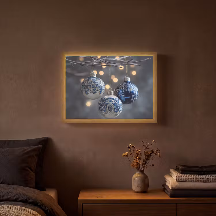 Lightbox - Wandlamp - Kerstbal - Versierd - Blauw — 3