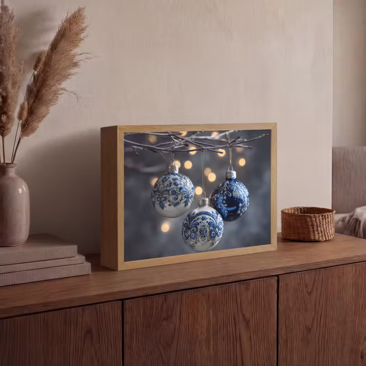 Lightbox - Wandlamp - Kerstbal - Versierd - Blauw — 4