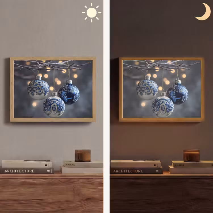 Lightbox - Wandlamp - Kerstbal - Versierd - Blauw — 6