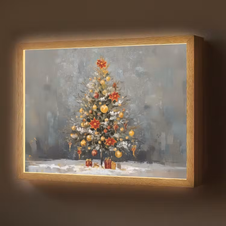 Lightbox - Wandlamp - Kerstboom - Cadeaus - Rood - Goud — 1