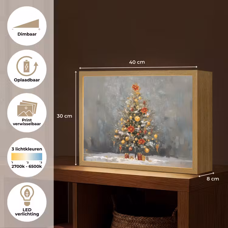 Lightbox - Wandlamp - Kerstboom - Cadeaus - Rood - Goud — 10