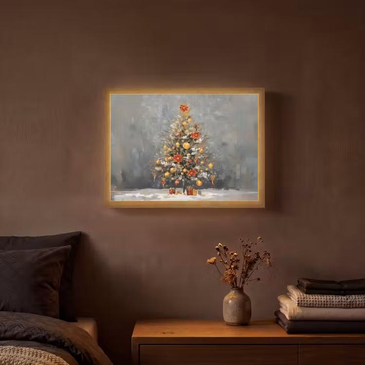 Lightbox - Wandlamp - Kerstboom - Cadeaus - Rood - Goud — 3