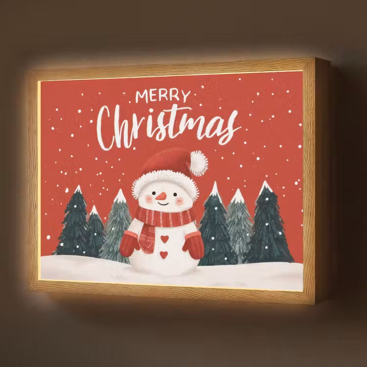Lightbox - Wandlamp - Kerstgroet - Sneeuw - Rood — 1