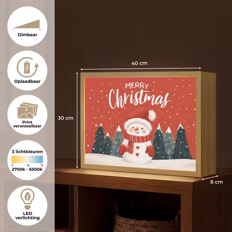 Lightbox - Wandlamp - Kerstgroet - Sneeuw - Rood — 10