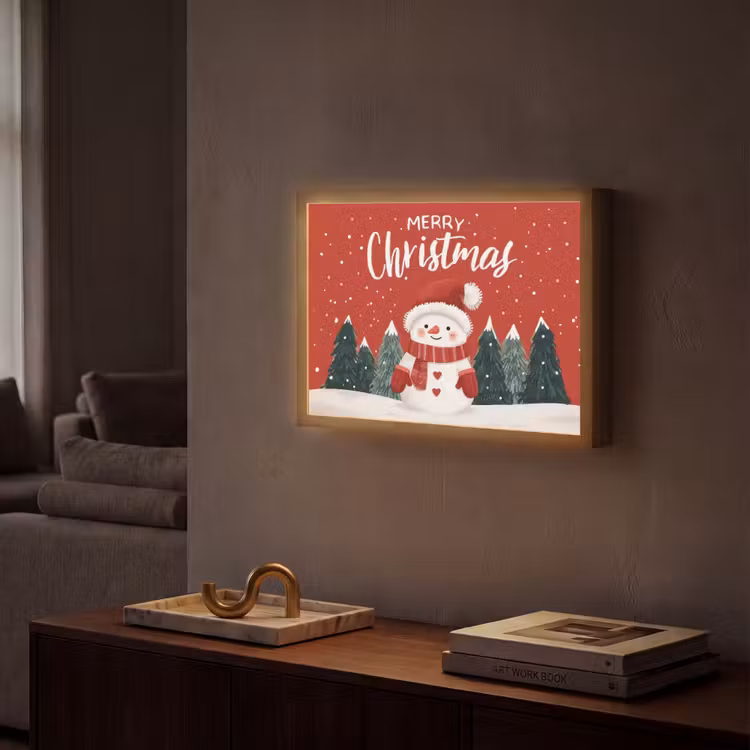 Lightbox - Wandlamp - Kerstgroet - Sneeuw - Rood — 2
