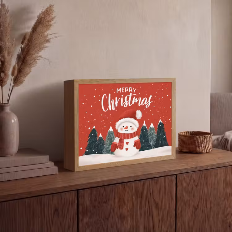 Lightbox - Wandlamp - Kerstgroet - Sneeuw - Rood — 4