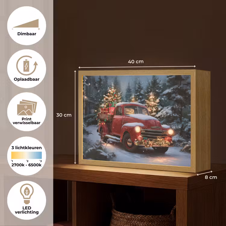 Lightbox - Wandlamp - Kersttruck - Sneeuwbos - Rood — 10