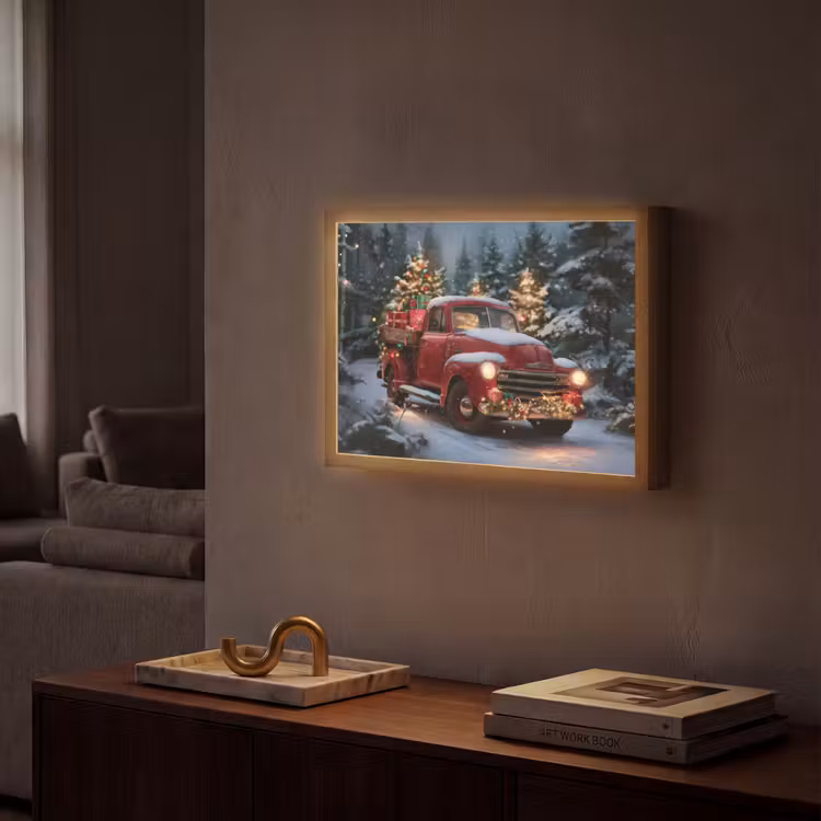 Lightbox - Wandlamp - Kersttruck - Sneeuwbos - Rood — 2