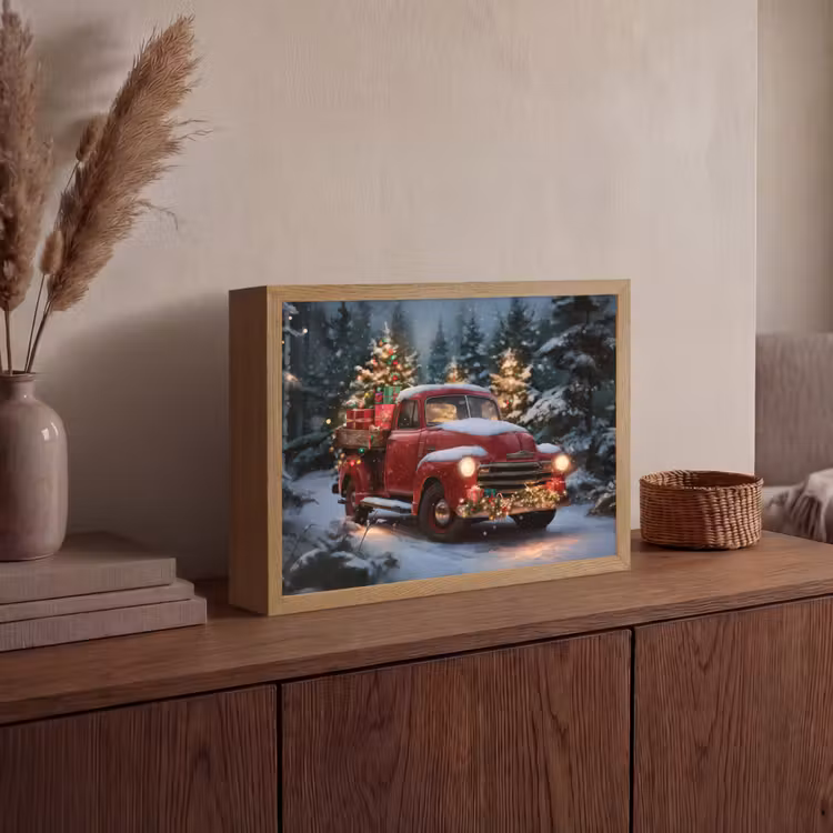 Lightbox - Wandlamp - Kersttruck - Sneeuwbos - Rood — 4