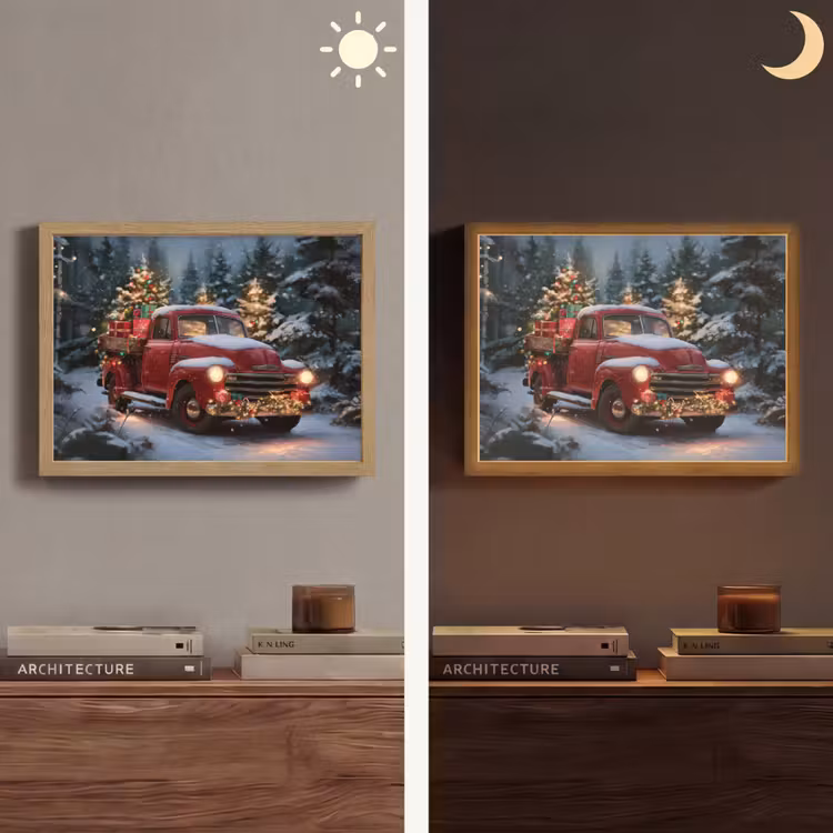 Lightbox - Wandlamp - Kersttruck - Sneeuwbos - Rood — 6