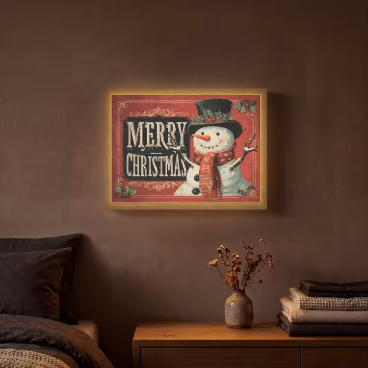 Lightbox - Wandlamp - Klassiek - Kerstgroet - Sneeuwpop - Rood — 3