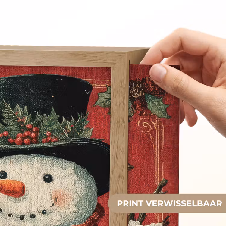 Lightbox - Wandlamp - Klassiek - Kerstgroet - Sneeuwpop - Rood — 5