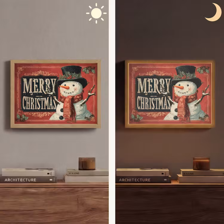 Lightbox - Wandlamp - Klassiek - Kerstgroet - Sneeuwpop - Rood — 6