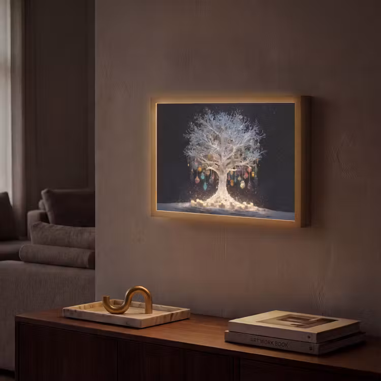 Lightbox - Wandlamp - Sneeuwboom - Lichtjes - Wit - Kleurrijk — 2