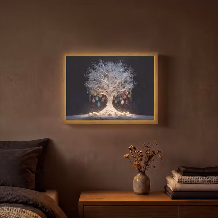Lightbox - Wandlamp - Sneeuwboom - Lichtjes - Wit - Kleurrijk — 3