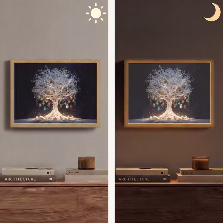 Lightbox - Wandlamp - Sneeuwboom - Lichtjes - Wit - Kleurrijk — 6