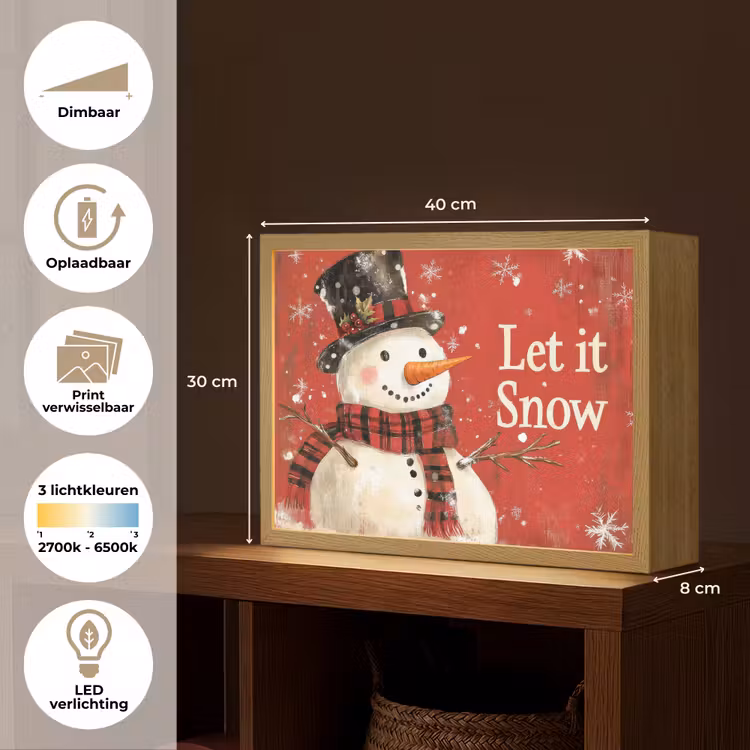 Lightbox - Wandlamp - Sneeuwpret - Winter - Sneeuwpop — 10