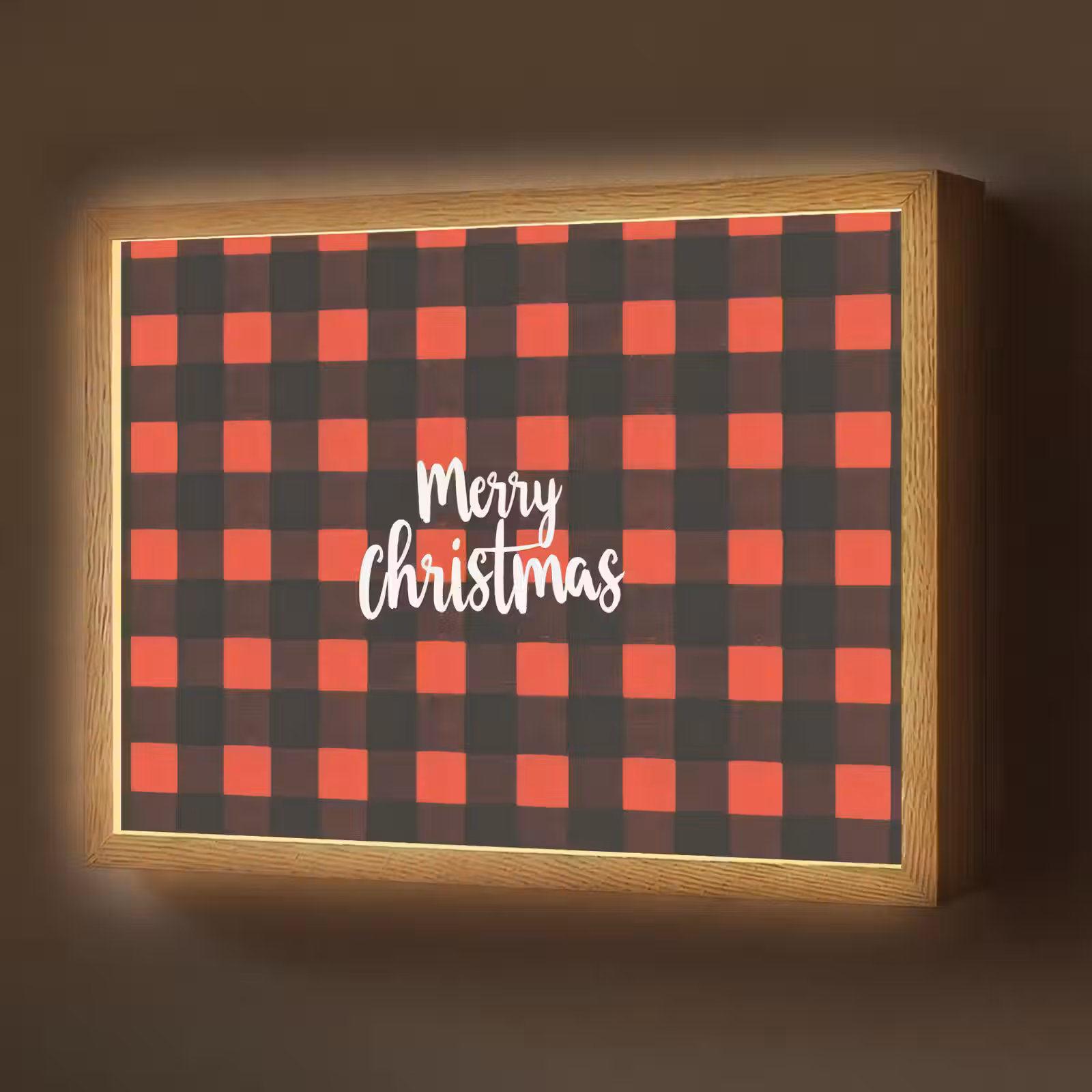 Lightbox - Wandlamp - Geruit - Rood - Tekst - Christmas — 1