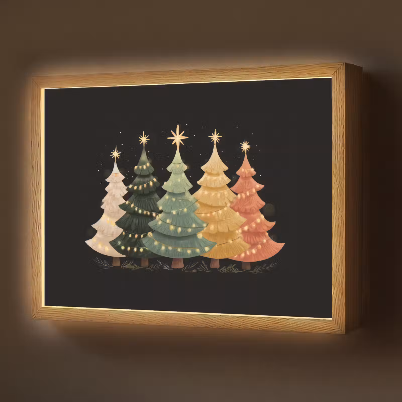 Lightbox - Wandlamp - Kerstbomen - Kleurrijk - Lichtjes - Ster — 1