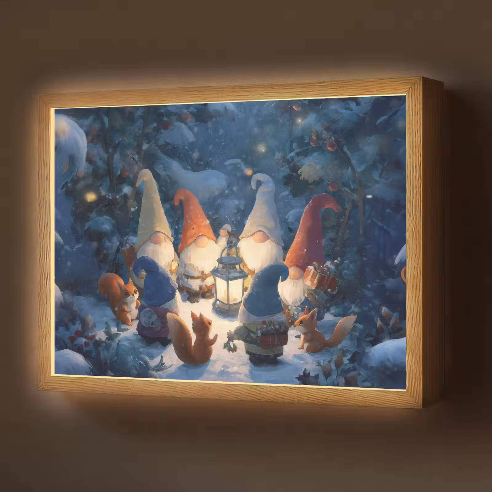 Lightbox - Wandlamp - Winter - Gnooms - Eekhoorns - Meerkleurig — 1