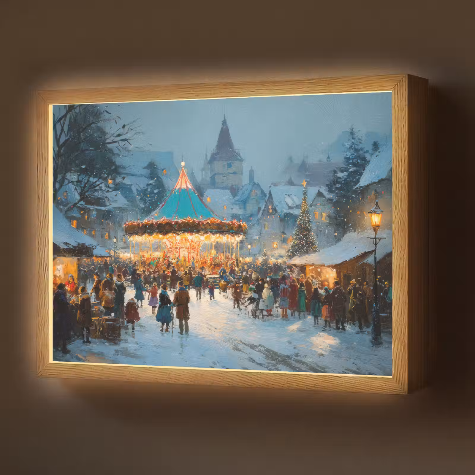 Lightbox - Wandlamp - Winterkermis - Dorp - Kleurrijk — 1