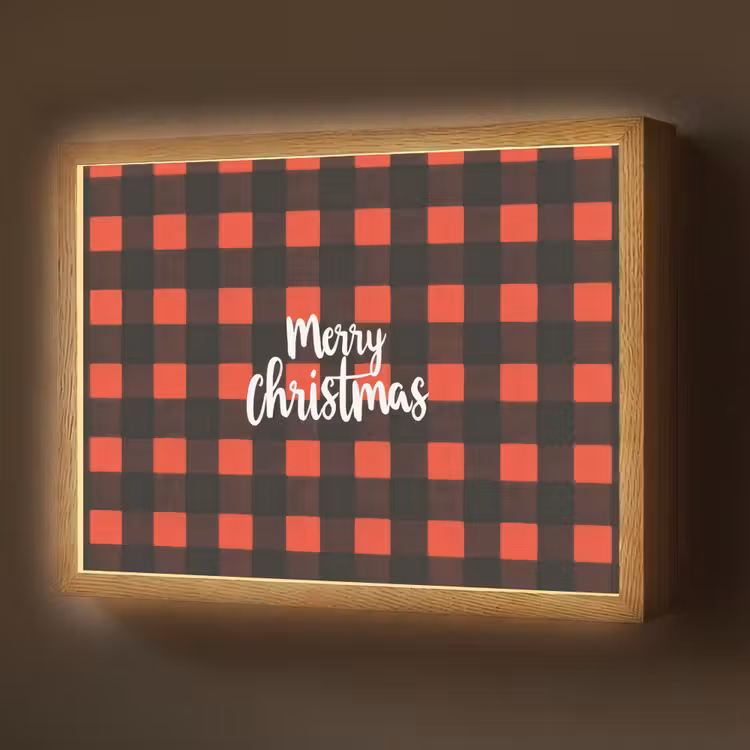 Lightbox - Wandlamp - Geruit - Rood - Tekst - Christmas — 1