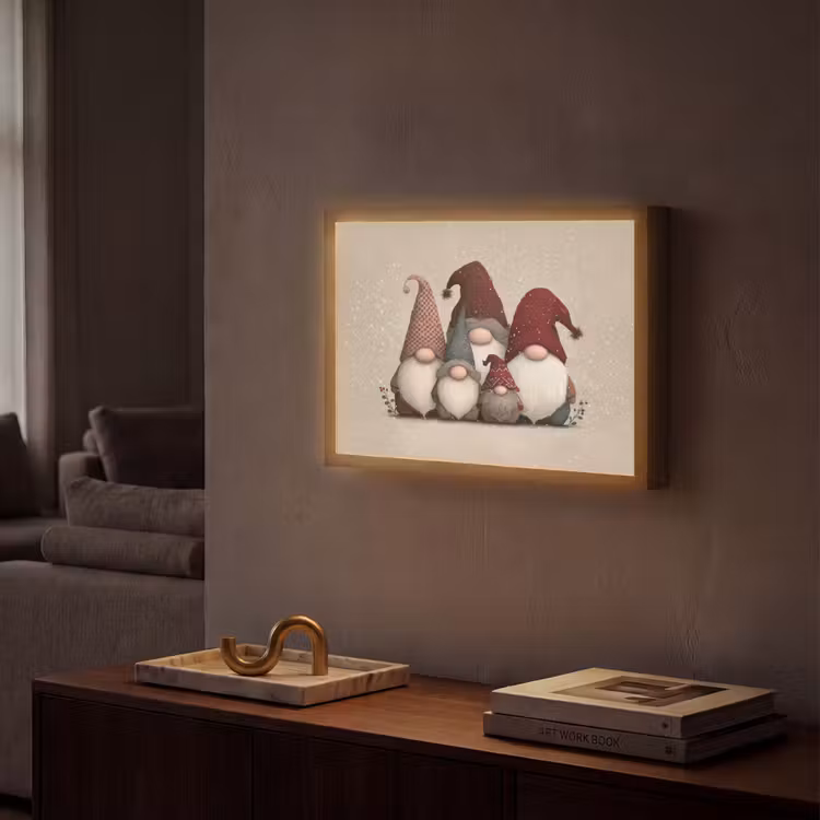 Lightbox - Wandlamp - Kabouters - Kerst - Sneeuw - Puntmutsen — 2