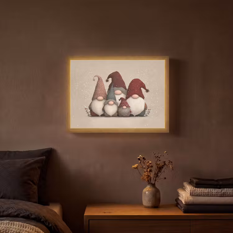 Lightbox - Wandlamp - Kabouters - Kerst - Sneeuw - Puntmutsen — 3